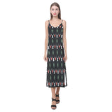 Deer Christmas new year pattern argyle V-Neck Open Fork Long Dress