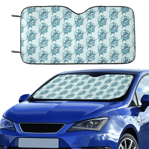Swordfish Pattern Print Design 05 Car Sun Shade