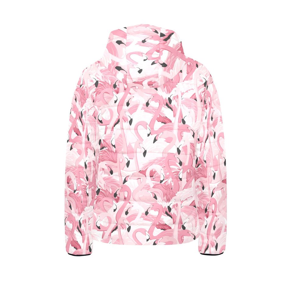 Pink flamingos pattern background Kids' Boys' Girls' Padded Hooded Jacket