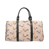 Cute rooster chicken cock floral ornament backgrou Travel Bag
