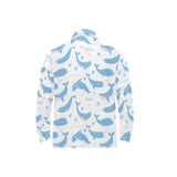 Blue whale pattern Men's Long Sleeve Polo Shirt