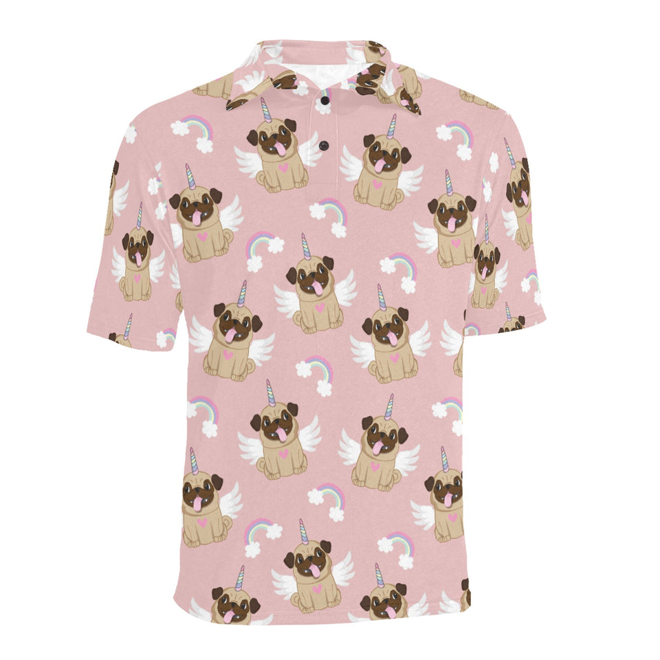 Cute unicorn pug pattern Men's All Over Print Polo Shirt