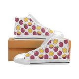 Passion fruit design pattern Men's High Top Canvas Shoes White
