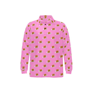 Pancake Pattern Print Design 04 Men's Long Sleeve Polo Shirt