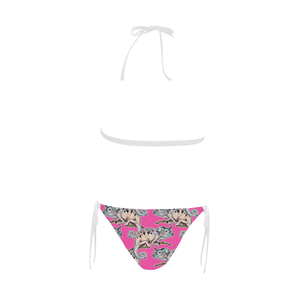 Chameleon lizard pattern pink background Sexy Bikinis Two-Piece Swimsuits