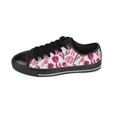 pink sketch tulip pattern Men's Low Top Canvas Shoes Black