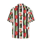 red and white tulips pattern Men's All Over Print Hawaiian Shirt