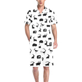 Goat ram pattern Men's V-Neck Short Pajama Set
