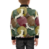 Japanese cranes flying forest dot pattern Kids' Boys' Girls' Bomber Jacket