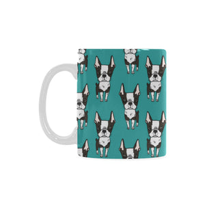 Hand drawn boston terrier dog pattern Classical White Mug (Fulfilled In US)