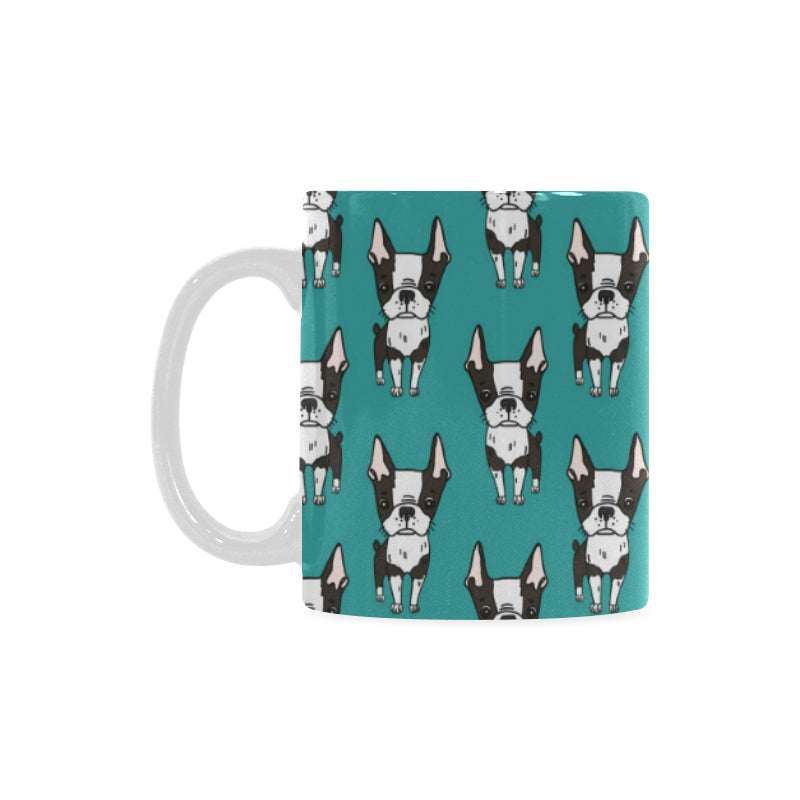 Hand drawn boston terrier dog pattern Classical White Mug (Fulfilled In US)