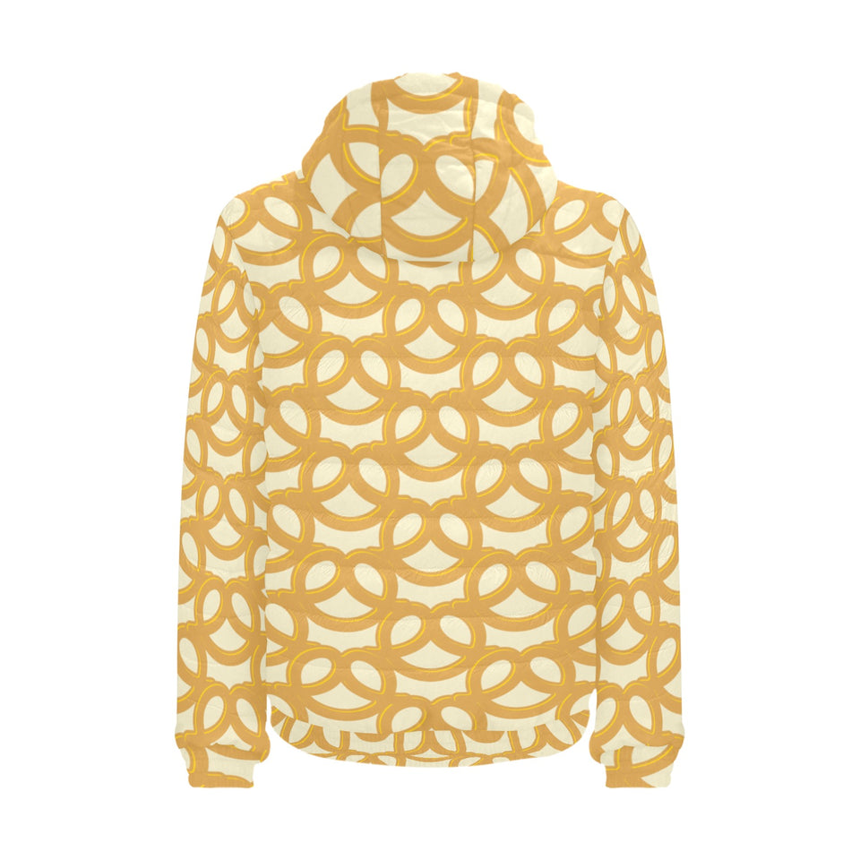 Pretzels Pattern Print Design 01 Men's Padded Hooded Jacket