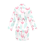 Cute flamingo pattern Women's Long Sleeve Belted Night Robe