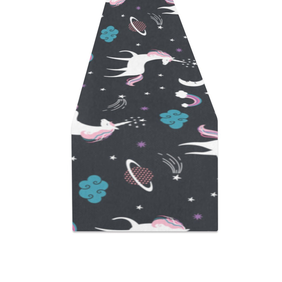 unicorn rainbows moon clound star pattern Table Runner