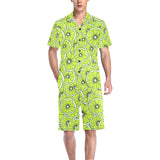 Slices of Lime design pattern Men's V-Neck Short Pajama Set
