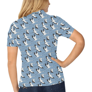 Seagull Pattern Print Design 04 Women's All Over Print Polo Shirt