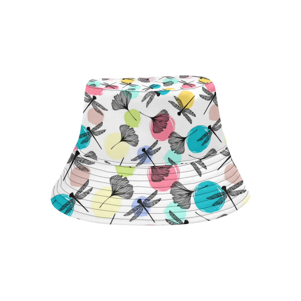 Dragonflies ginkgo leaves pattern Unisex Bucket Hat