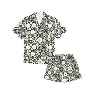 Gear Pattern Print Design 02 Kids' Boys' Girls' V-Neck Short Pajama Set