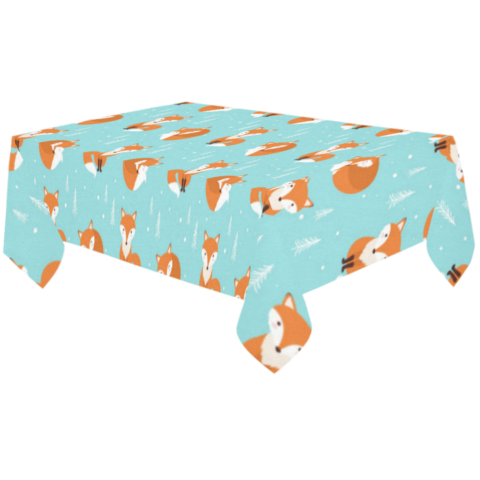 Fox pattern blue b ackground Tablecloth