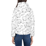 Garlic pattern black white Women's Padded Hooded Jacket