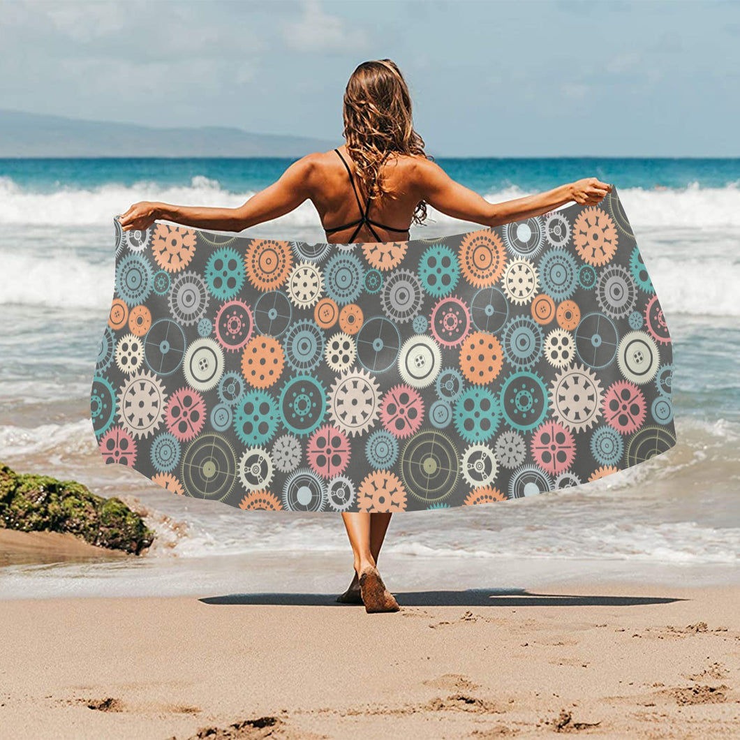 Gear Pattern Print Design 05 Beach Towel