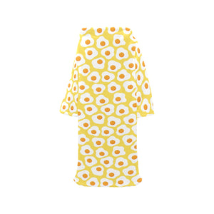 Fried Eggs Pattern Print Design 05 Blanket Robe with Sleeves