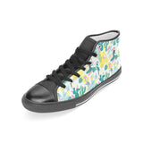 Cute parrot toucan flamingo cactus exotic leaves p Women's High Top Canvas Shoes Black