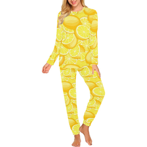 lemon pattern Women's All Over Print Pajama Set