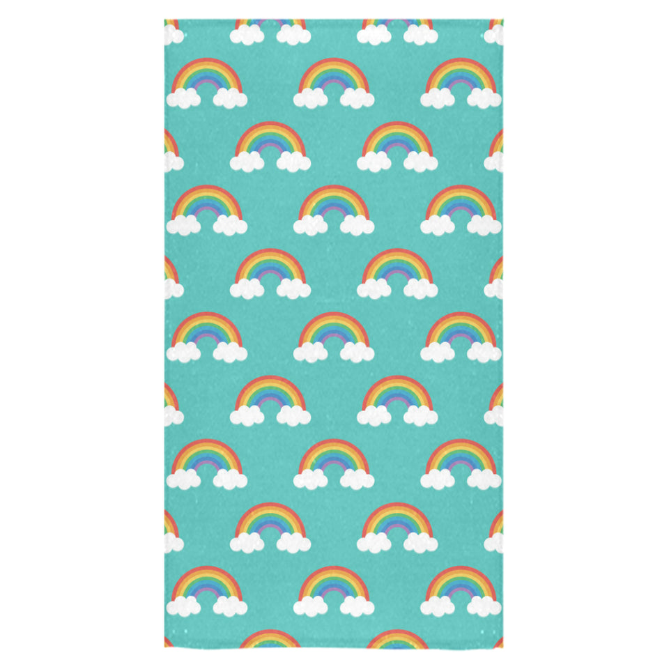 Rainbow pattern green background Bath Towel