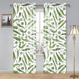 Hand drawn sketch style green Chili peppers patter Gauze Curtain