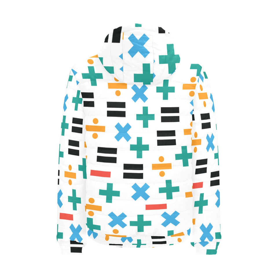 Math Pattern Print Design 05 Men's Padded Hooded Jacket