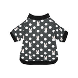 Cute white rabbit polka dots black background All Over Print Pet Dog Round Neck Fuzzy Shirt