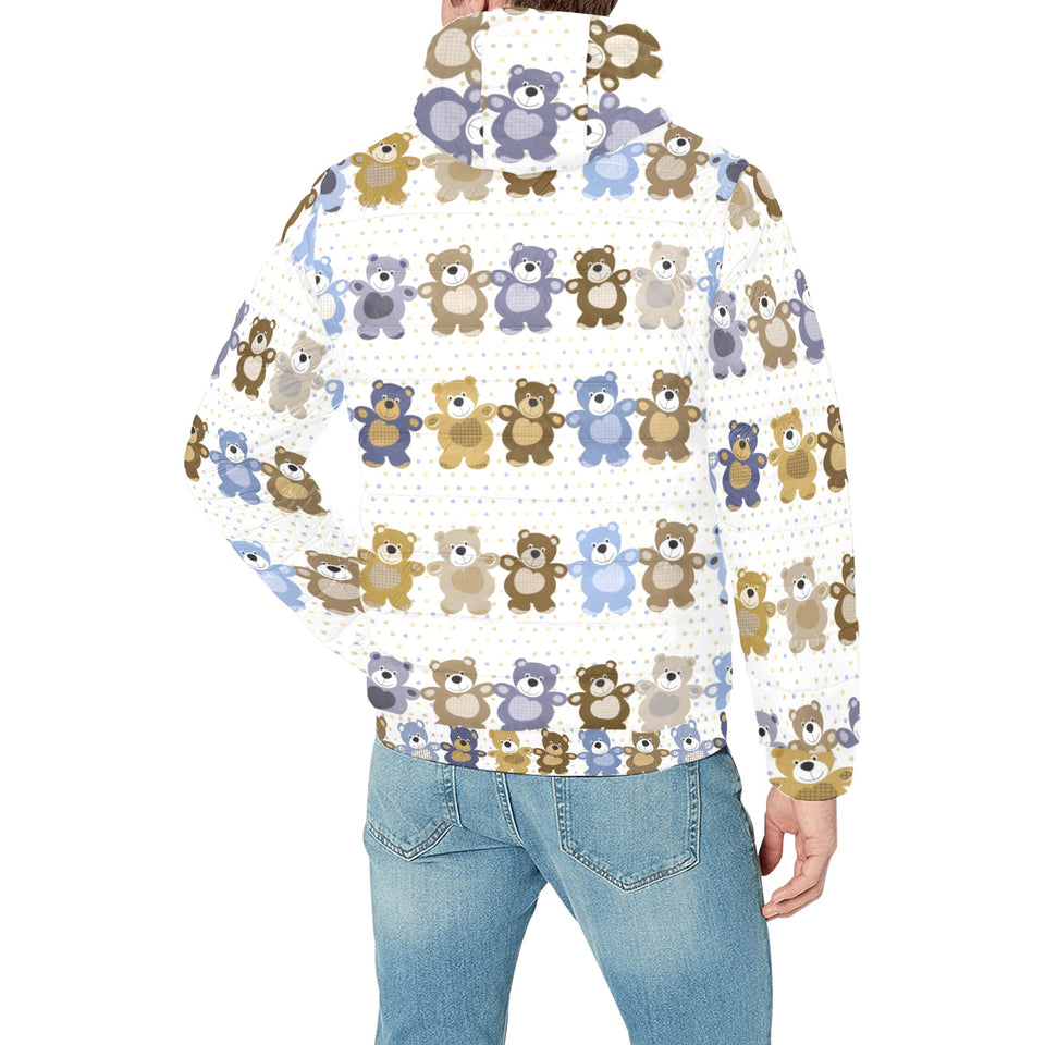 Teddy Bear Pattern Print Design 02 Men's Padded Hooded Jacket