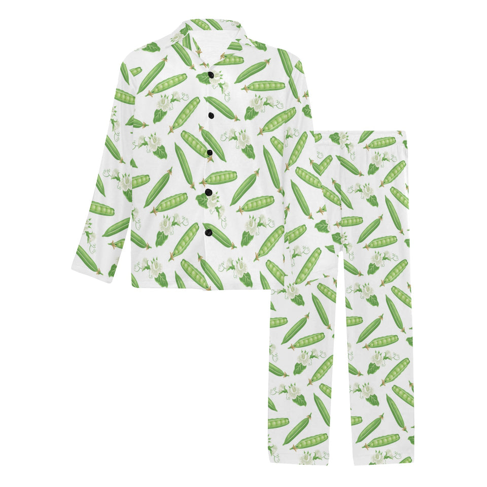 Green Peas Pattern Print Design 04 Men's Long Pajama Set