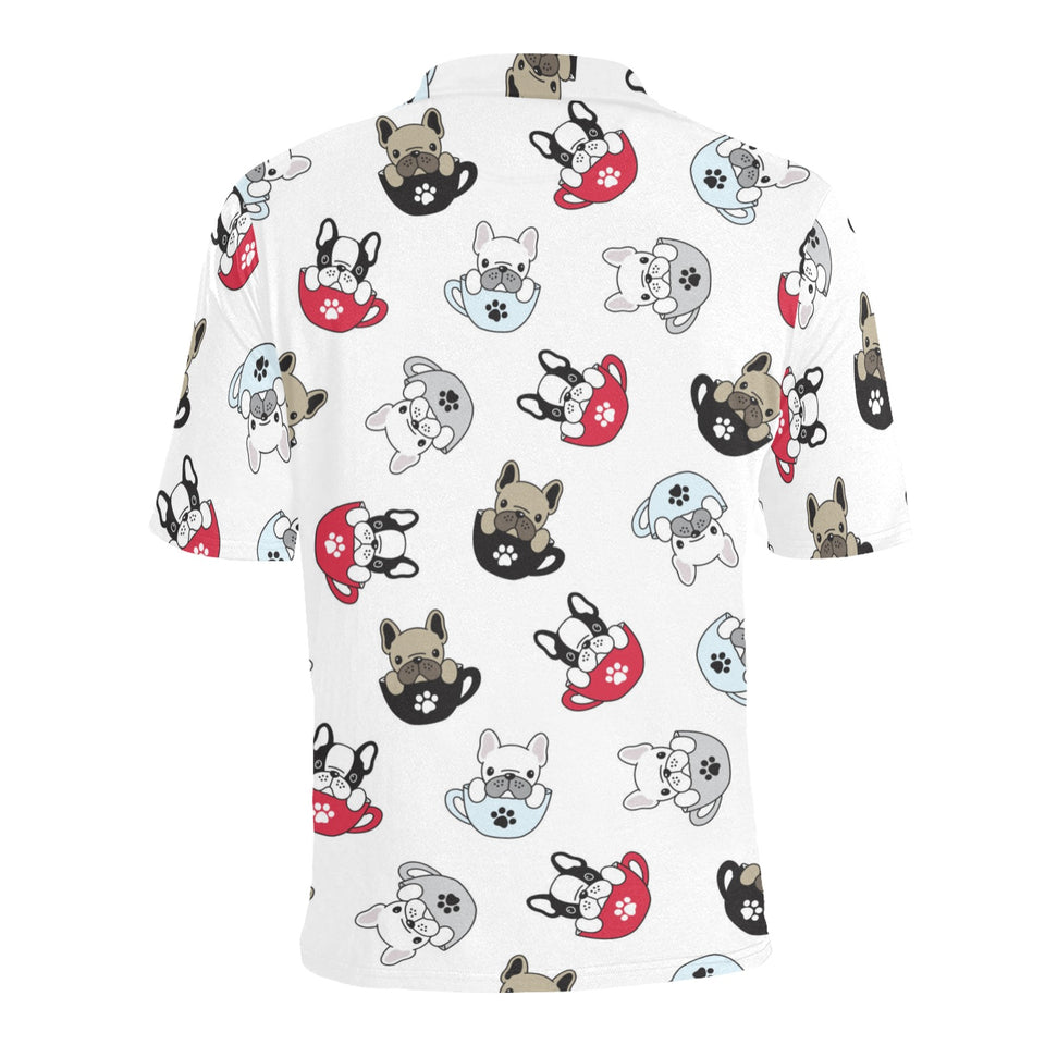 French bulldog cup paw pattern Men's All Over Print Polo Shirt
