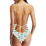 watercolor crocodile pattern Women's One-Piece Swimsuit