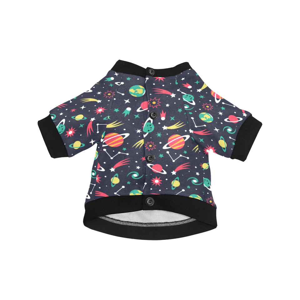 colorful space pattern planet star All Over Print Pet Dog Round Neck Fuzzy Shirt