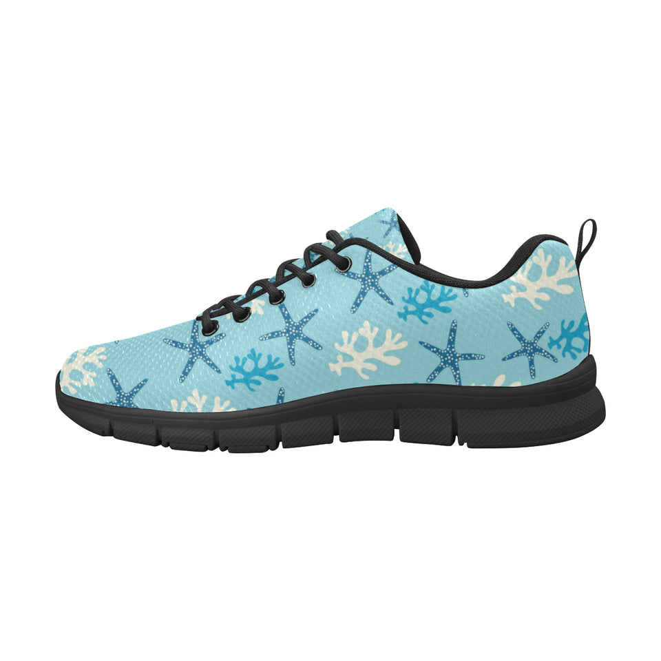 Blue starfish coral reef pattern Women's Sneaker Shoes
