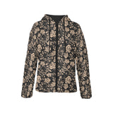 Rose Pattern Print Design 04 Women's Padded Hooded Jacket