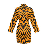 Bengal tigers skin print pattern Women's Long Sleeve Belted Night Robe