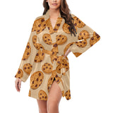 Cookie pattern Women's Long Sleeve Belted Night Robe