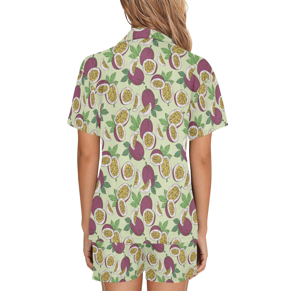 Paassion fruit pattern Women's V-Neck Short Pajama Set