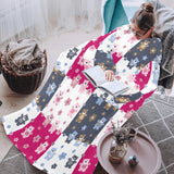 Teddy Bear Pattern Print Design 03 Blanket Robe with Sleeves