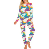 Colorful crow illustration pattern Women's All Over Print Pajama Set