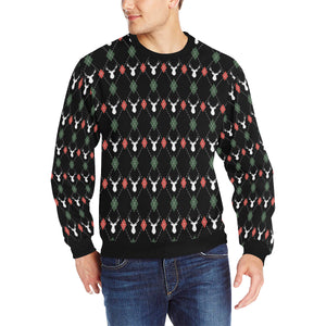 Deer Christmas new year pattern argyle Men's Crew Neck Sweatshirt