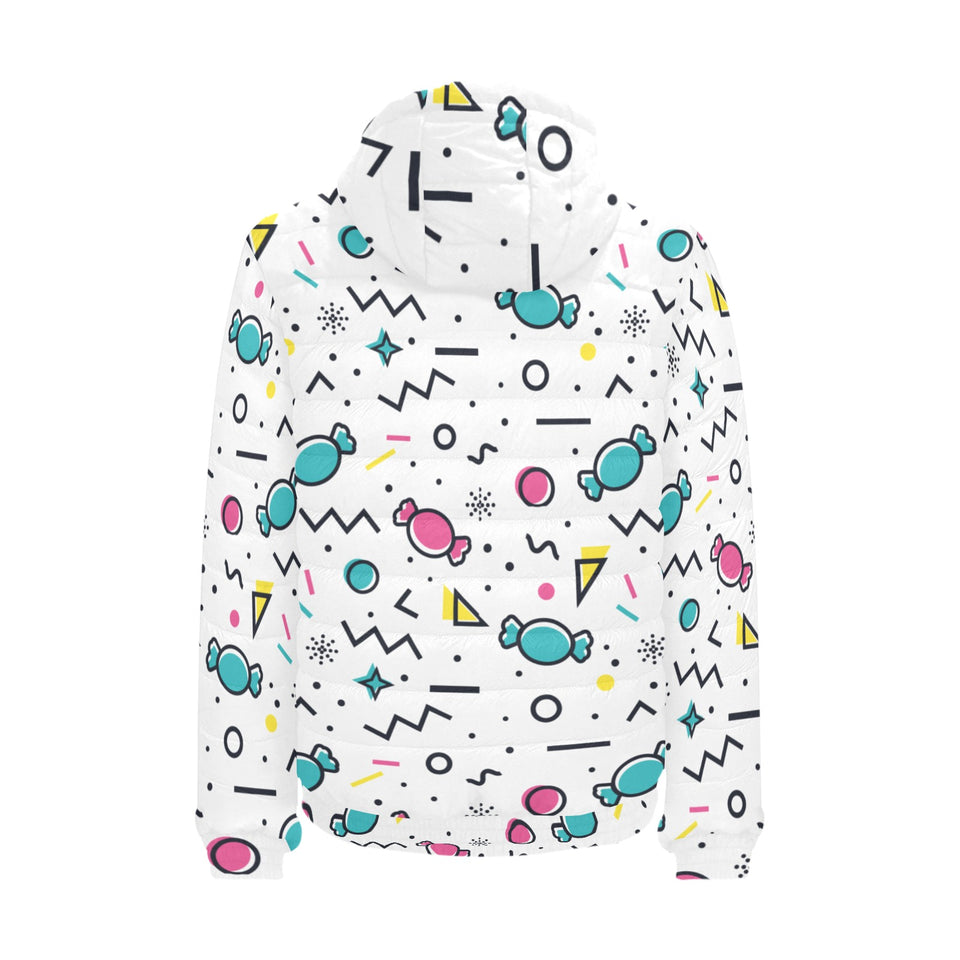 Candy design pattern Men's Padded Hooded Jacket