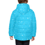 Airplane destinations blue background Kids' Boys' Girls' Padded Hooded Jacket