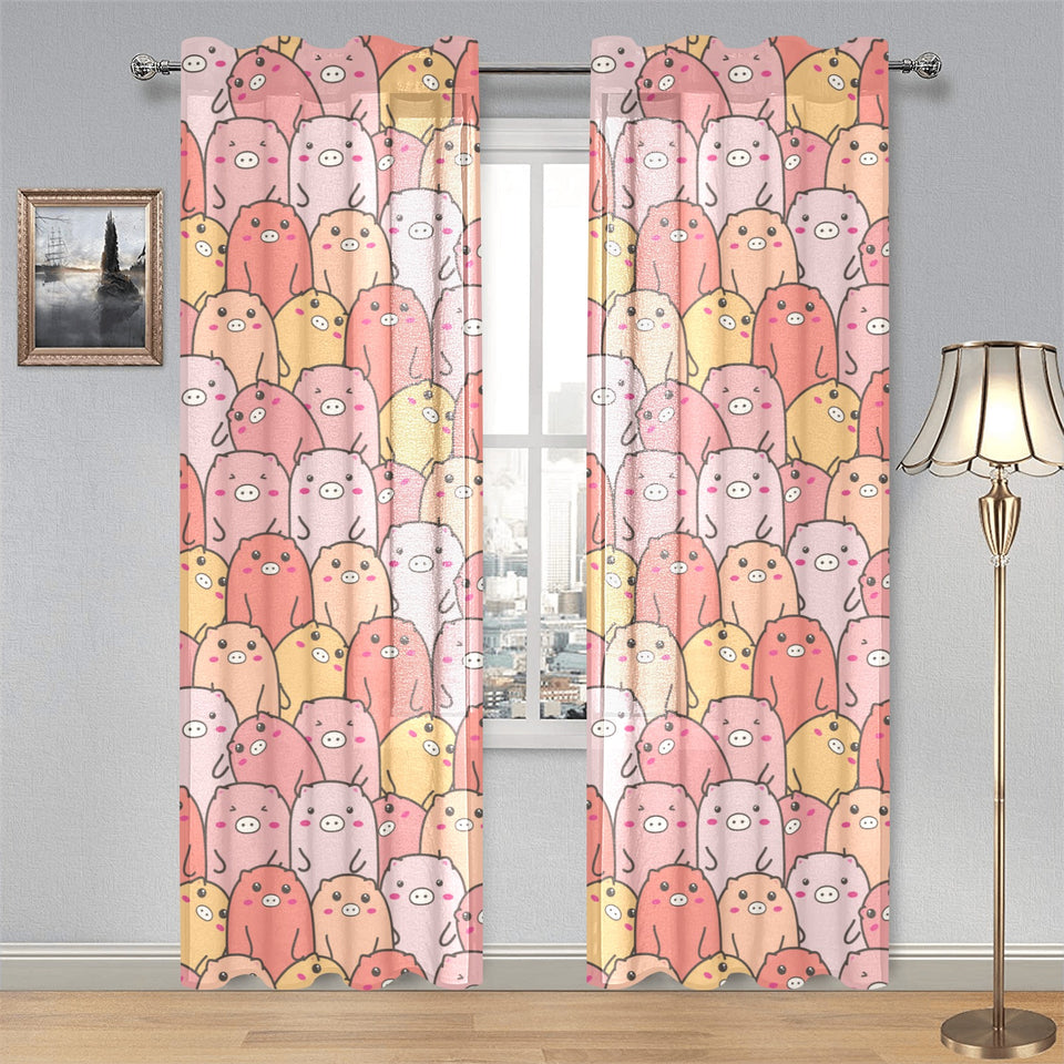 Pig Pattern Print Design 04 Gauze Curtain