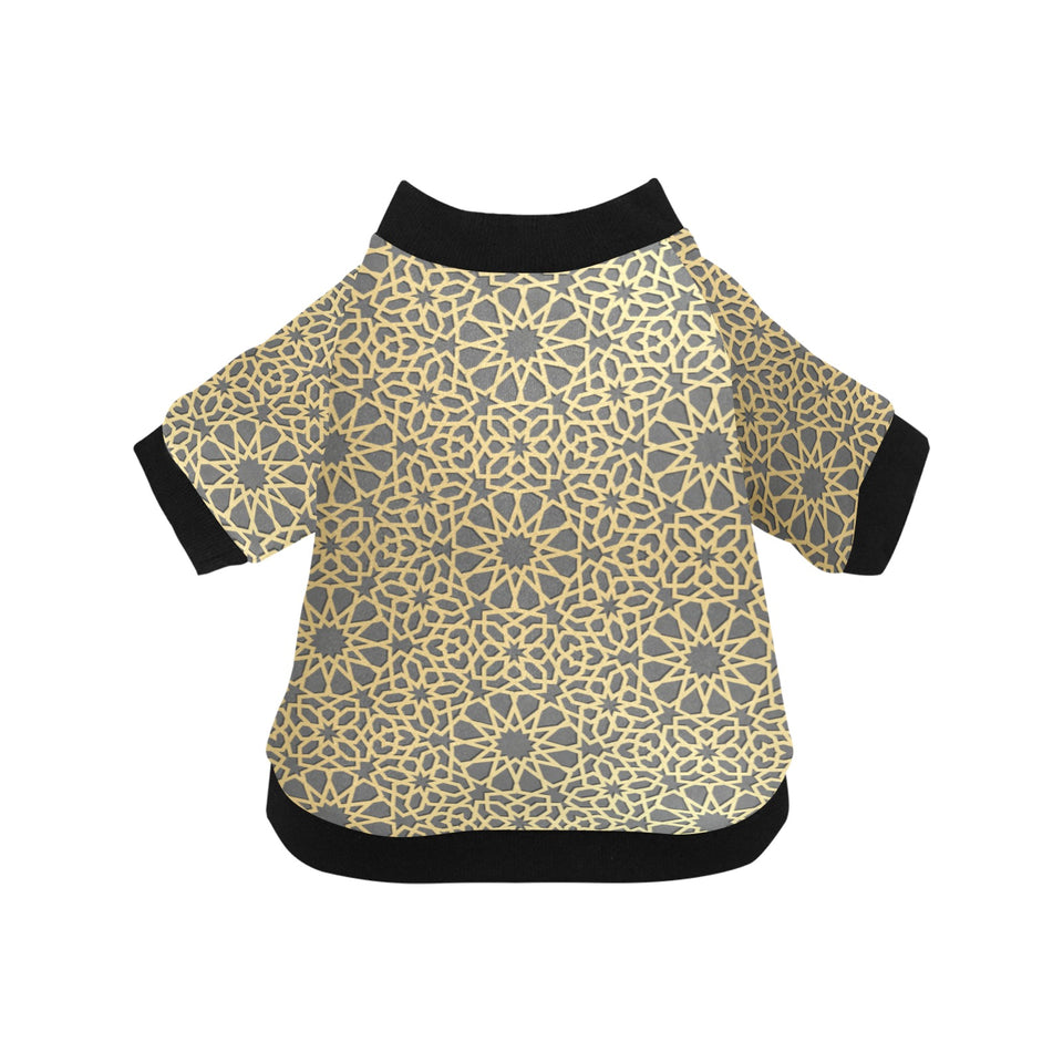 arabic star gold pattern All Over Print Pet Dog Round Neck Fuzzy Shirt