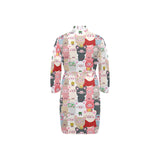 Pig Pattern Print Design 02 Men's Long Sleeve Belted Night Robe